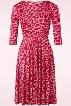 Ditsy Heart Swingjurk In Rood En Roze