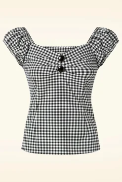 Dolores Gingham Top In Zwart En Wit