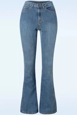 Dora Flared Broek In Lichtblauwe Denim Wassing