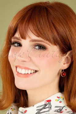 Dot Vergulde Oorbellen In Donker Samba Rood