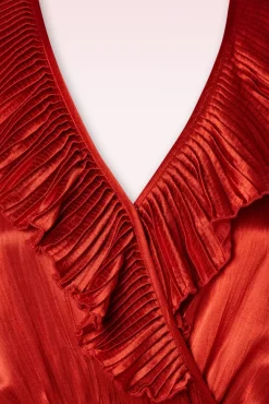 Edith Frills Jurk In Roestrood