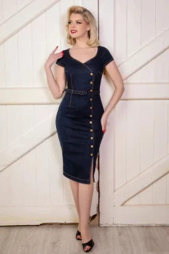 Eliose Pencil Jurk In Blauw