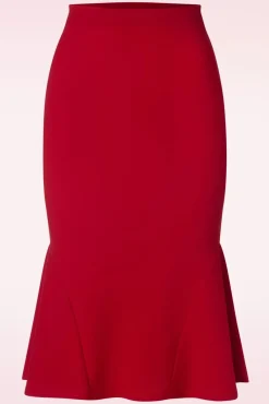 Ellie Crepe Pencil Rok In Rood
