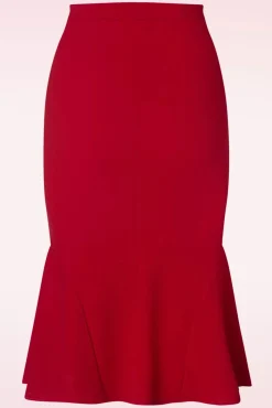 Ellie Crepe Pencil Rok In Rood