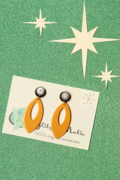 Ellips Hanger Oorbellen In Mosterd