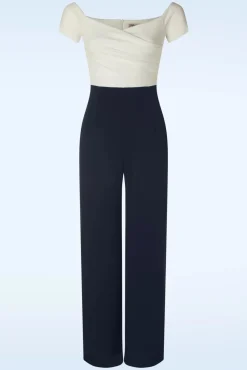 Eloise Jumpsuit In Ivoor En Marineblauw