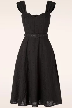 Embroidery Summer Flare Jurk In Zwart