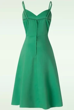 Embroidery Sunflower Flare Jurk In Groen