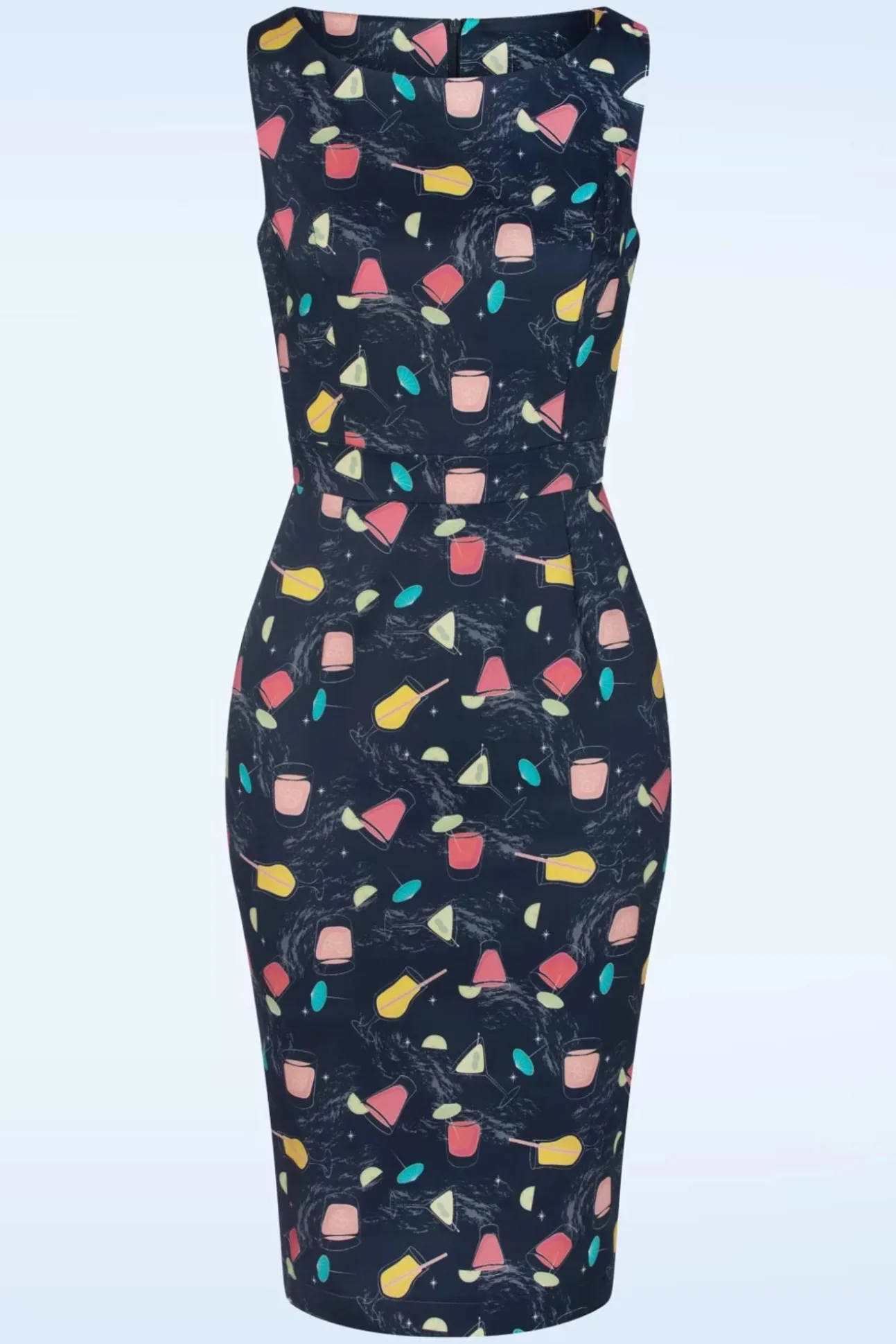 Exclusief Bij Topvintage ~ Adriana Cocktails Mouwloze Penciljurk In Donkerblauw