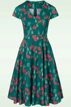 Exclusief Bij Topvintage ~ Olivia Swingjurk Met Korte Mouwen In Blauwgroen