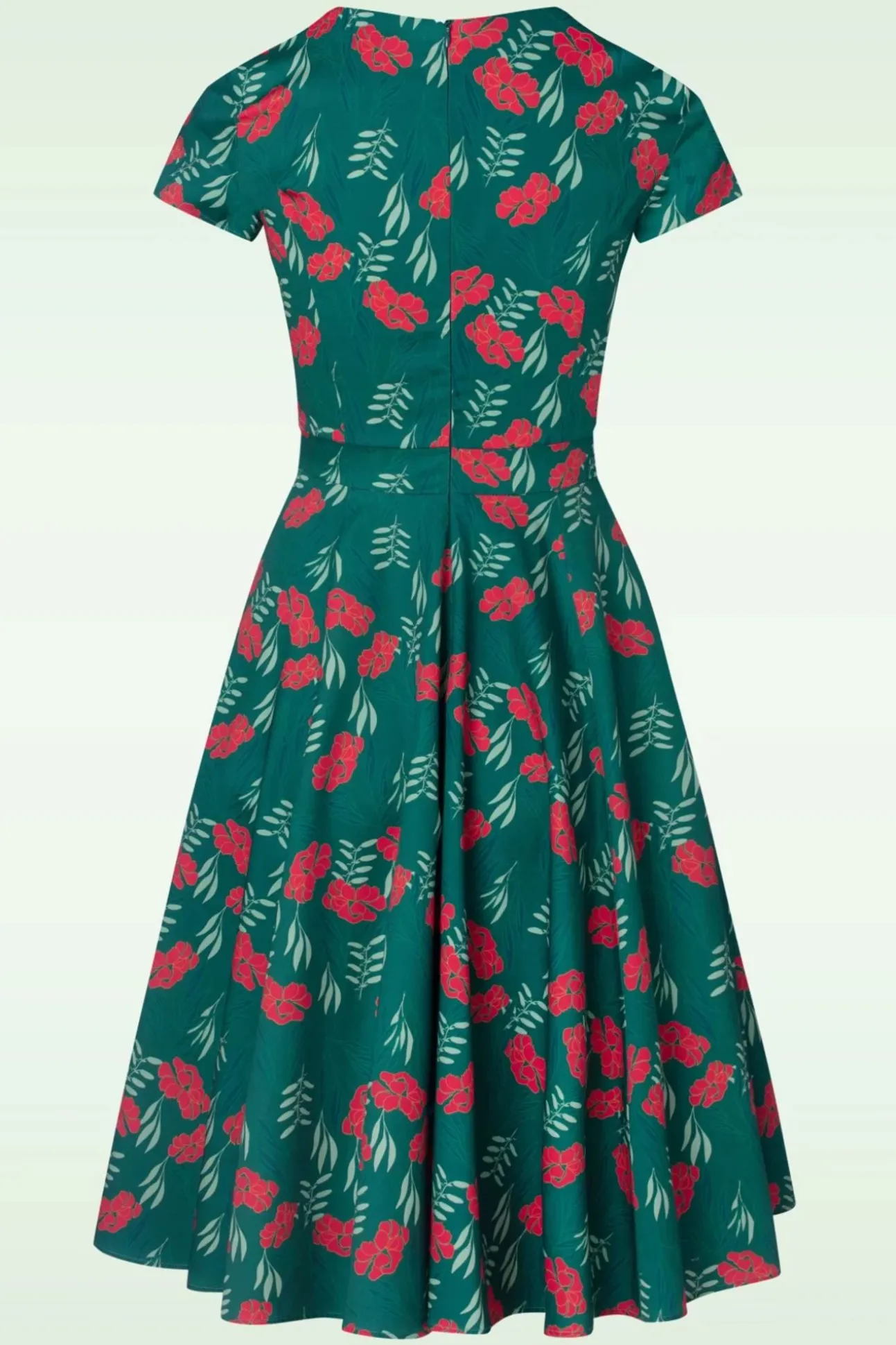 Exclusief Bij Topvintage ~ Olivia Swingjurk Met Korte Mouwen In Blauwgroen