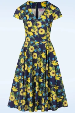 Exclusief Bij Topvintage ~ Olivia Swingjurk Met Korte Mouwen In Donkerblauw