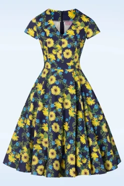 Exclusief Bij Topvintage ~ Olivia Swingjurk Met Korte Mouwen In Donkerblauw