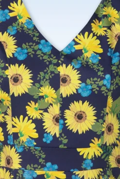 Exclusief Bij Topvintage ~ Olivia Swingjurk Met Korte Mouwen In Donkerblauw