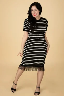 Ezra Midi Jurk In Zwart En Wit