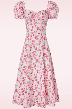 Femke Floral Swing Jurk In Wit En Cederroze