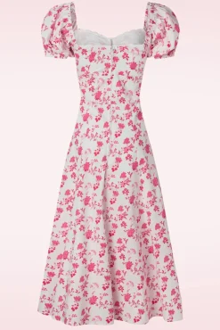 Femke Floral Swing Jurk In Wit En Cederroze
