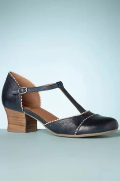 Fernie T-Strap Pumps In Denim En Creme