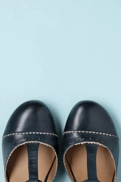 Fernie T-Strap Pumps In Denim En Creme