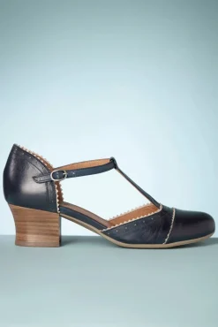 Fernie T-Strap Pumps In Denim En Creme