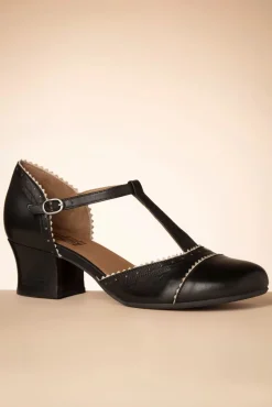 Fernie T-Strap Pumps In Zwart En Creme