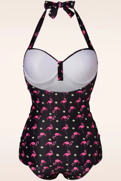 Flamingo Badpak In Zwart En Roze