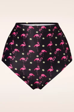Flamingo High Waist Bikinibroekje In Zwart En Roze