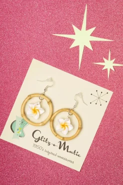 Floral Bamboe Oorringen In Wit