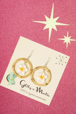 Floral Bamboe Oorringen In Wit