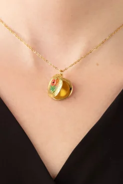 Flower Locket Ketting In Goud