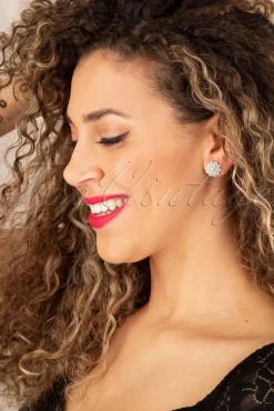 Flower Parel Oorstekers In Zilver