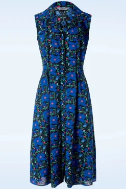 Flower Power Jurk In Blauw
