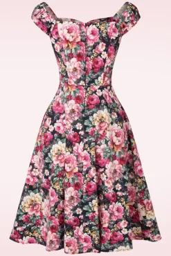 Flower Show Off Shoulder Swing Jurk In Roze
