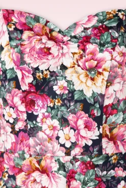 Flower Show Off Shoulder Swing Jurk In Roze