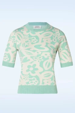 Freya Flower Jumper In Mintblauw