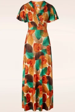 Freya Maxi Jurk Met Bladprint In Ornaje