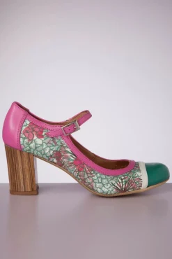 Frida Mary Jane Pumps In Fuchsia En Groen