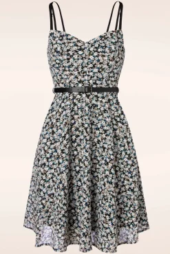 Geborduurde Bloemen Swingjurk In Zwart