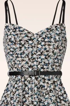 Geborduurde Bloemen Swingjurk In Zwart