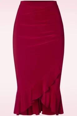 Gianna Ruffle Pencil Rok In Rood