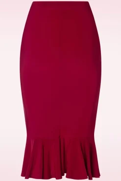 Gianna Ruffle Pencil Rok In Rood