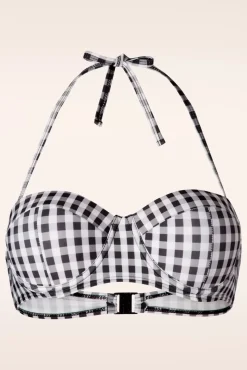 Gigi Gingham Bikinitop In Zwart En Wit