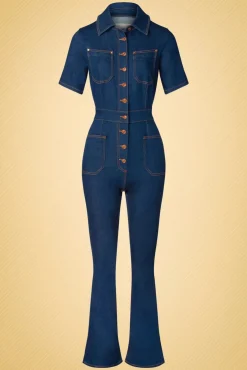 Gloria Lee Jumpsuit In Denimblauw