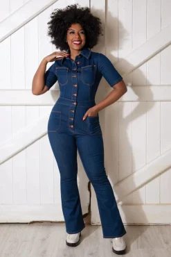 Gloria Lee Jumpsuit In Denimblauw