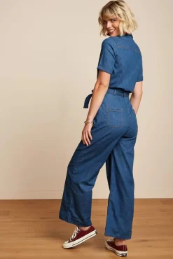 Gracie Jumpsuit Chambray In Denim Blauw