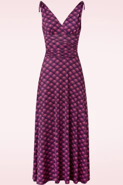 Grecian Fan Maxi Jurk In Paars