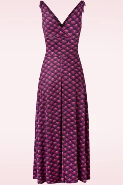 Grecian Fan Maxi Jurk In Paars