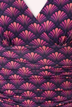 Grecian Fan Maxi Jurk In Paars