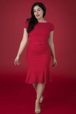 Gwen Pencil Dress In Red