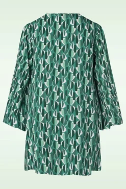 Gwenola Mid Century Retro Jurk In Groen